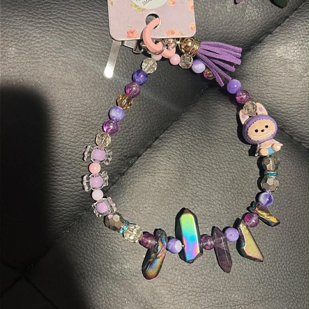 Purple crystal monster phone charm
